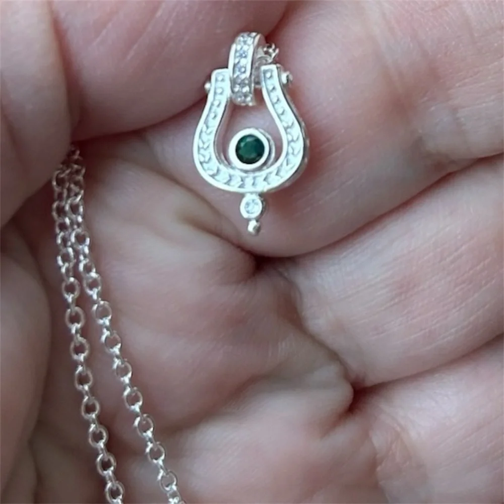 New .925 Sterling and Emerald Necklace
